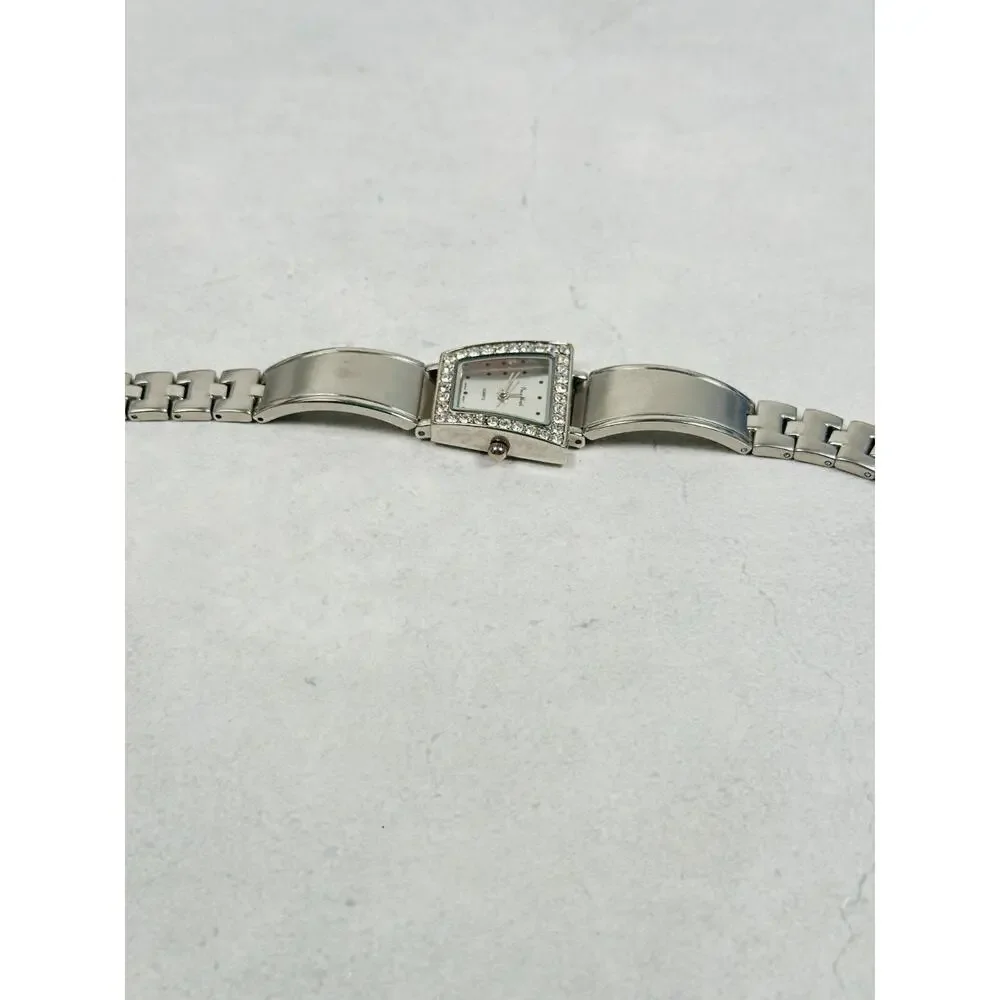 VTG Pieue Nicol Watch Women 26mm Rhinestone Bezel Silver Tone Unique New Battery